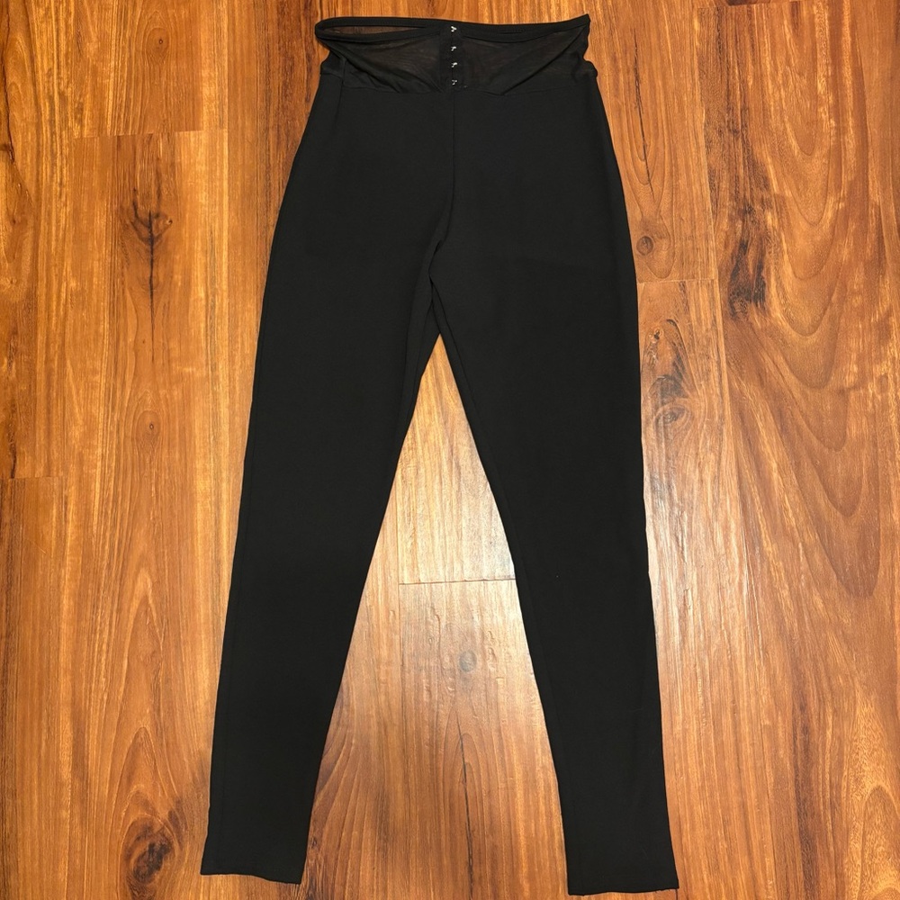 PrettyLittleThing Black Pants with Mesh and Hook Detail